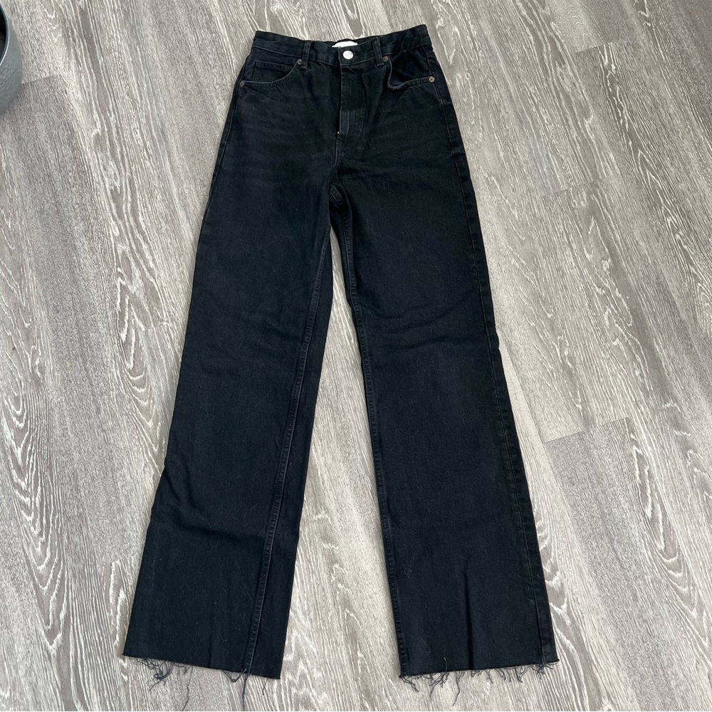 ZARA High Rise Wide Leg Straight Leg Boot Cut Jeans